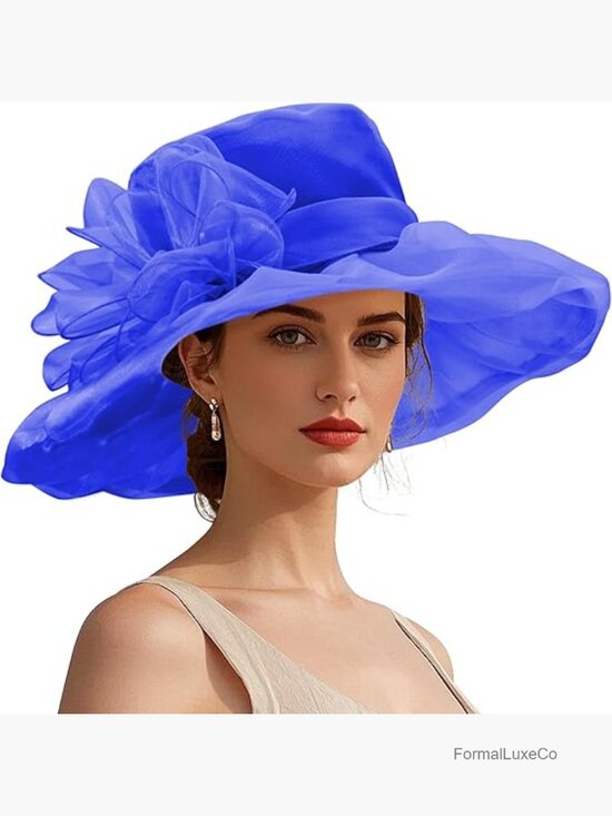 Organza Fascinator Derby Hat One Size Wide Brim Sun Protection Tea Party Wedding main image 7